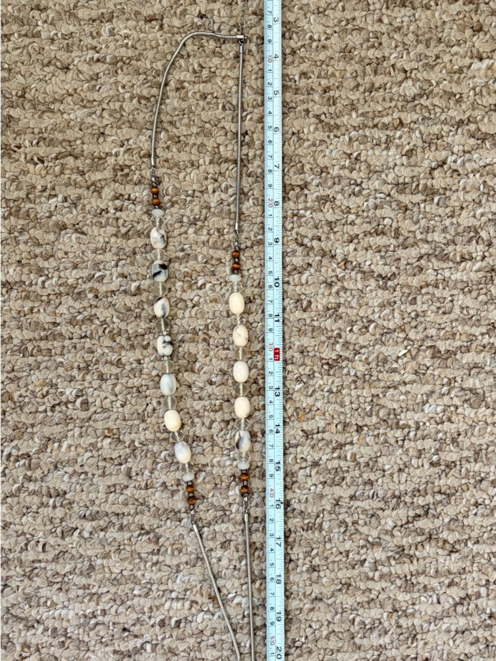 LOFT Boho Mixed Media Necklace | Wood, Clear & Cream Stone Beads - Picture 6 of 6